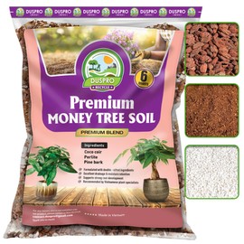 DUSPRO Recycle Money Tree Soil Indoor, Premium Coco Coir Perlite Mix and Pine Bark for Money Tree, Ideal Money Tree Soil for Healthy Growth and Nourishment (6 Quarts)