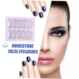 Housoutil 5pairs Gradient Colored False Lashes for Makeup Cosplay Comfortable Wear Eye Catching Look Reusable Fake Eyelashes for Bold Style