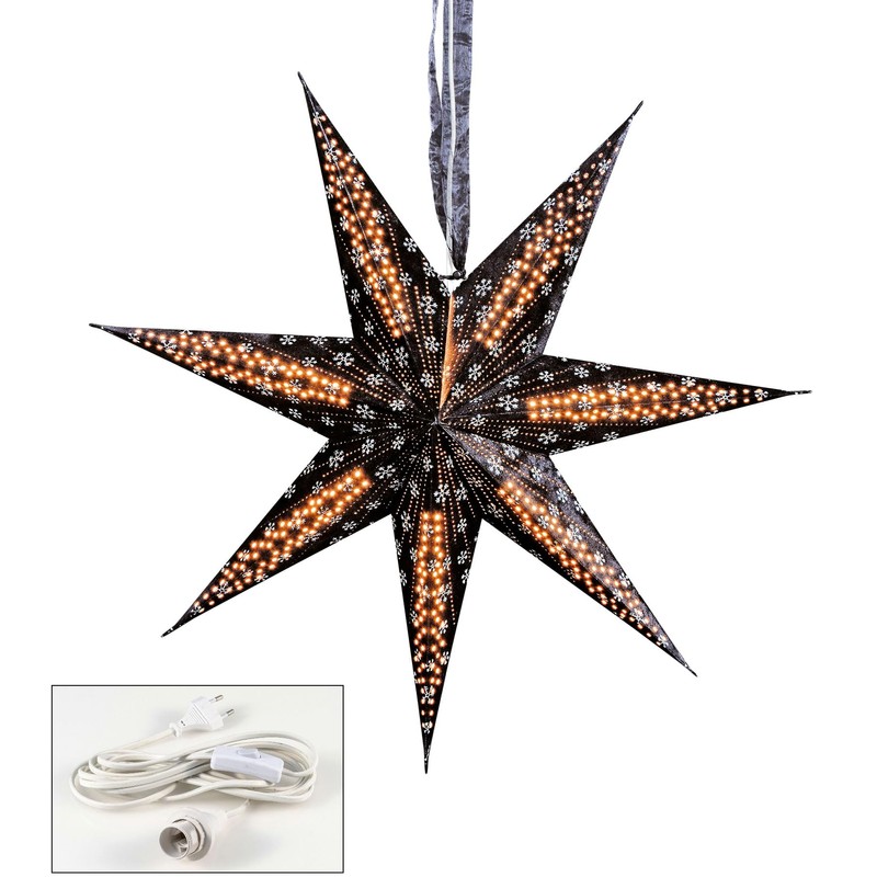 levandeo Luminous Star Black 7 Points Paper Star 60 cm
