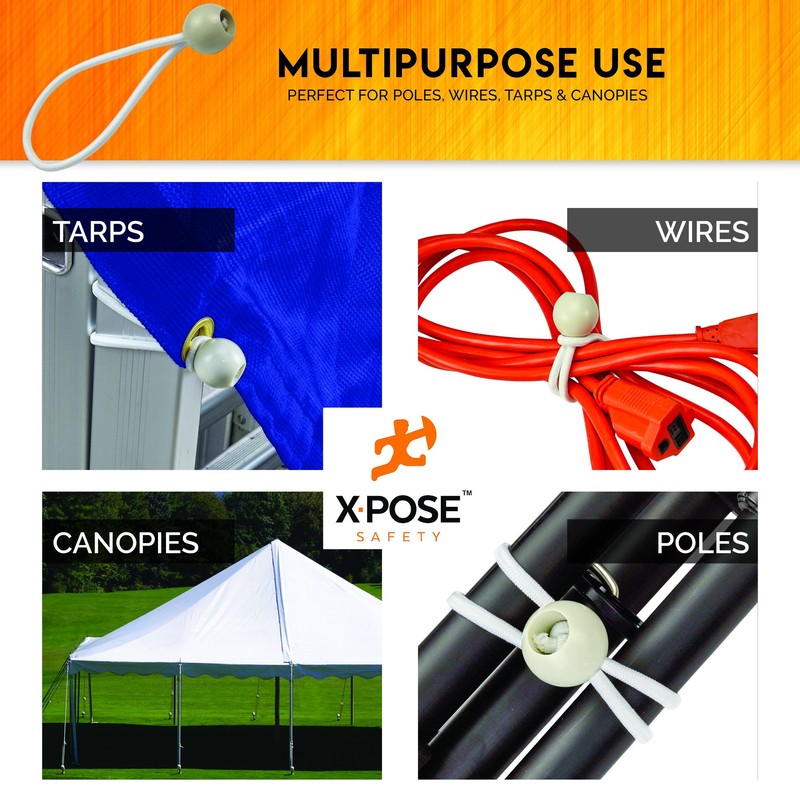 Xpose Safety Bungee Ball Cords 6" 25 Pack Heavy Duty