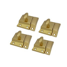 QCAA Oval Turn Cabinet Latch, for Cupboard & Other Furniture, Large, Brass Plated, 4 Pack