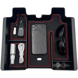 JOJOMARK Center Console Organizer Tray fits for 2019-2022 GMC Sierra/Chevy Silverado 1500 Accessories, 2020-2021 2022 2023 Silverado/Sierra 2500 HD/3500 HD (Full-size, Red)