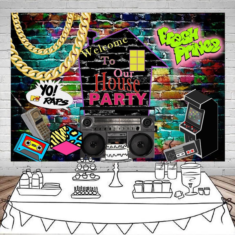 Mocsicka Hip Hop Graffiti Theme Photography Backdrops 80's 90's Colorful