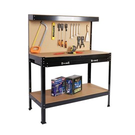 Heavy-Duty 55" Steel Workbench with Drawer & Pegboard - Versatile Tool Organizer, 300 lbs Capacity, Ideal for Workshops, Garages & Home Projects