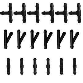 Amavoler Universal Windshield Wiper Hose Connector. (6 T+ 6 Y+ 6 I) (18 pcs).