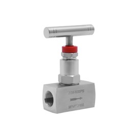 Stainless Steel Straight Needle Valve 3/8" NPT Female Thread, 6000 PSI Heavy Duty Industrial Hydraulic Flow Control Valve for Water Gas Oil Transmission