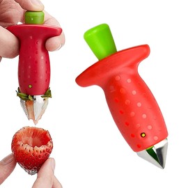 Mokkker Strawberry Huller, Stainless Steel Strawberry Huller Tool Stem Top Leaf Remover for Kitchen Restaurant Fruit Tomato Vegetable Corer Kitchen Tool