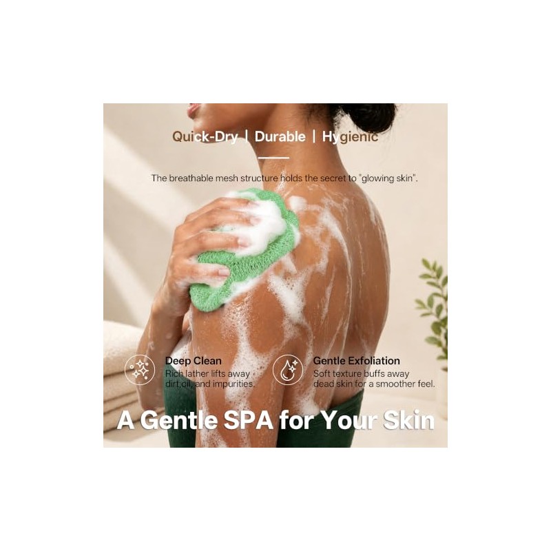Esponja de red africana para la ducha, 2 esponjas exfoliantes