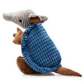 Hollypet Plush Dog Squeaky Toy Stuffed Armadillo Animal Pet Puppy Chew Toys with Clean Teeth for Small Medium Large All Breed Sizes Dogs, Blue, 14 in