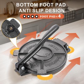 Vivicreate Cast Iron Tortilla Press Dough Flour Tortilla Rotis Quesadilla Maker Prensa para tortillas de hierro fundido Prensa para tortillas Prensadora de tortillas