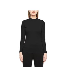 Prime fashions - Ladies Turtle Neck Long Sleeved Stretch Plain Polo Top Womens Jumper (M-L, Black)
