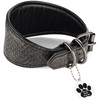 FAVPET Luxury Genuine Leather Greyhound Collar Wide with QR Code