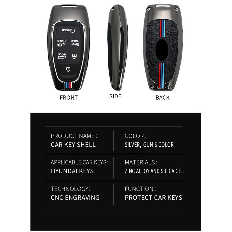 HIBEYO 6 Button Key Fob Cover for Hyundai Sonata 2020