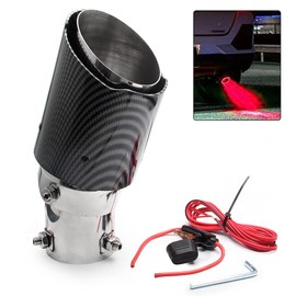 VEHSUN Muffler Cutter, LED Light Car, Downward, Carbon Style, Up/Downward, Adjustable, With Light, Exhaust Pipe, Luminous, Luminous, Carbon Tail Pipe Diameter, 1.4 - 2.5 inches (35 - 63 mm), Aluminum,