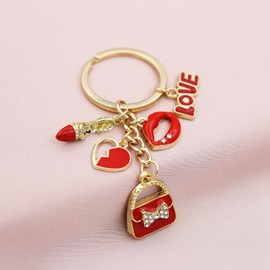 TTYY Heart Keychain for Women Red Pink Love Keychains for Handbag Charms Backpack Car Keyring Adorable Gift for Her (RED-BAG)