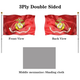 Hypoth Double Sided US Marine Corps Flag 4x6 FT Outdoor- 3Ply 320D Nylon Heavy Duty USMC Flags Canvas Header with 2 Brass Grommets Easy to Rising