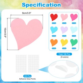 PATIKIL Bulletin Cutouts Paper, 108 Pcs Warm Heart Shape Bulletin Board Paper Cut Outs Decorations with Adhesive Points for Classroom DIY Crafts Projects Party Supplies, Multicolored