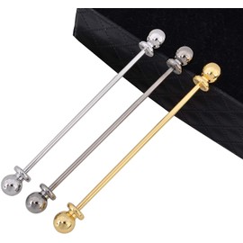 3PCS Copper Collar Bar Shirt Tie Necktie Pins Clip Clasp Lapel Stick Brooch Barbell Screw Cravat Pin