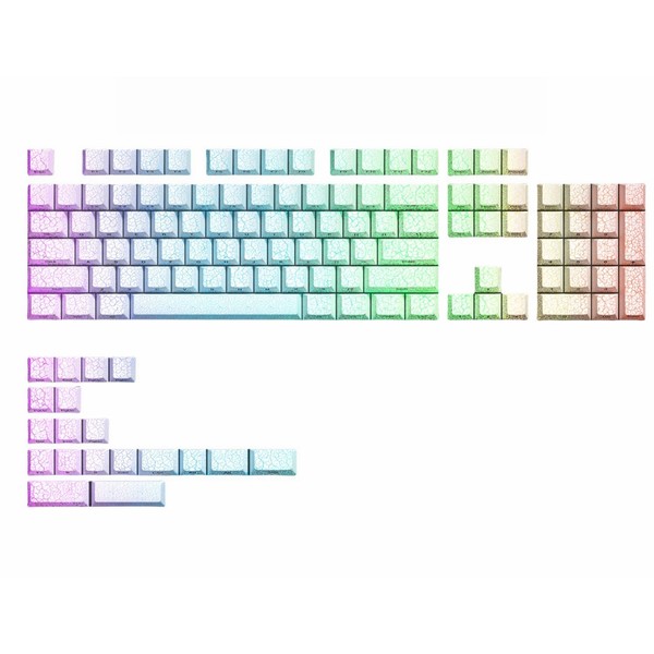 dagaladoo White PBT keycap,Ice Crack keycaps 60 75 Percent,Shine Through