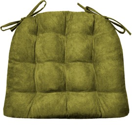Barnett Home Decor Microsuede Laurel Green Dining Chair Pad with Ties - 16.5 x 18 Size Medium - Reversible, Latex Foam Filled Cushion, Machine Washable - Microfiber Ultrasuede (Sage)