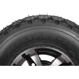 MASSFX 22x7-10 ATV Front Tire & 10x5 4/144 Machined Wheel Kit fits Honda TRX, Kawasaki KFX, Suzuki Z250 & Arctic Cat DVX 22x7x10