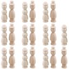 MUKLEI 20 Pack Unfinished Wood Peg Dolls - Female and
