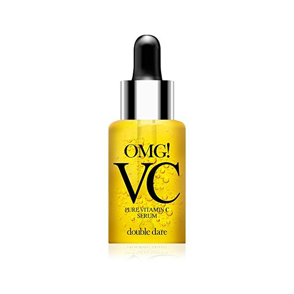 Double dare OMG! Pure Vitamin C Serum For Face, Facial Serum Included 4 Vitamin Ingredients(VC+VB5+VE+VG) - Antioxidizing , Moisturizing, Brightening, Firming and Soothing for skin - Clean and Vegan 0.77 oz