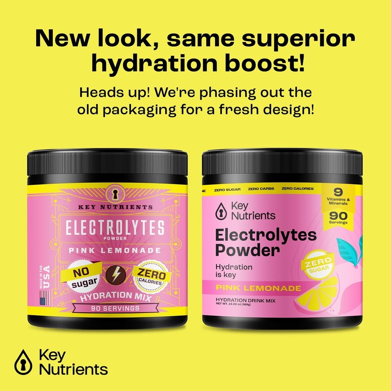 KEY NUTRIENTS Pink Lemonade Electrolyte Powder 90 Servings No Sugar