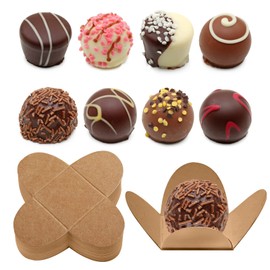 UOIENRT 200pcs Chocolate Paper Truffle Wrappers Paper, Candy Cups Truffle Liners Chocolate Candy Cups for Birthday, Wedding, Baby Shower and Bridal Shower(Khaki)
