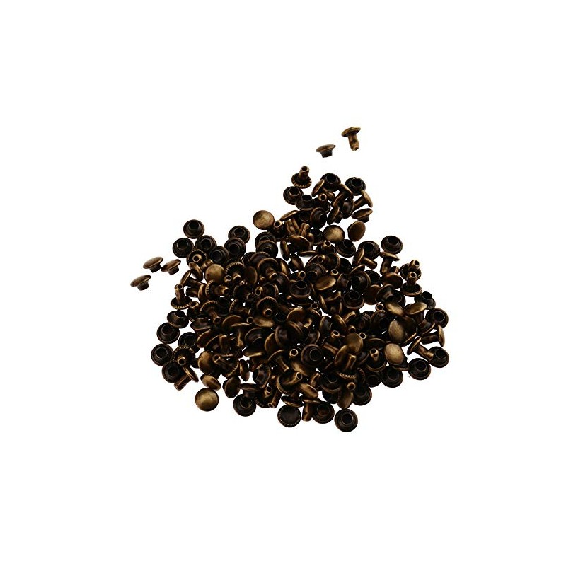 OTOTEC 100 x Bronze 6mm Double Cap Rivet Fastener Leather