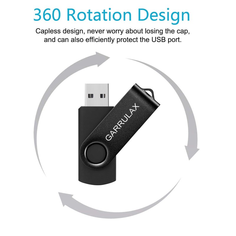 GARRULAX USB Flash Drive, 8GB USB 2.0 Rotatable Memory Stick