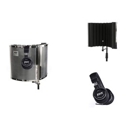 LyxPro VRI-30 Sound Absorbing and Vocal Recording Microphone Isolation Shield Panel With Studio Monitor Professional Headphones For Home Office Portable & Foldable Stand Mount Adjustable