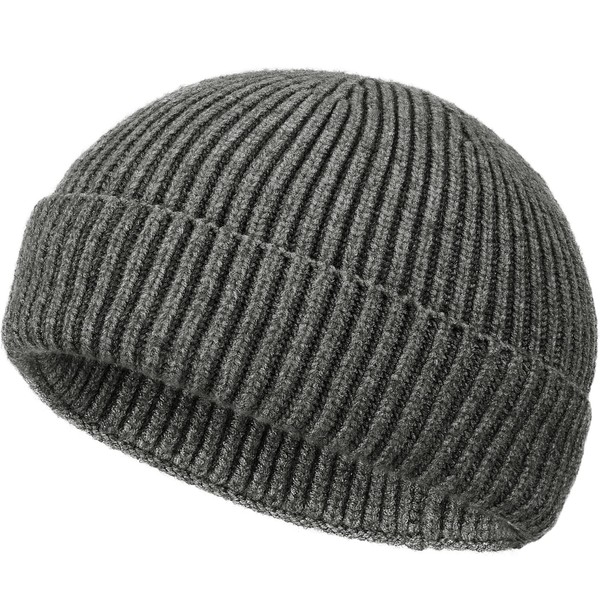 Wool Fisherman Beanies for Men Women, Short Knit Fall Winter