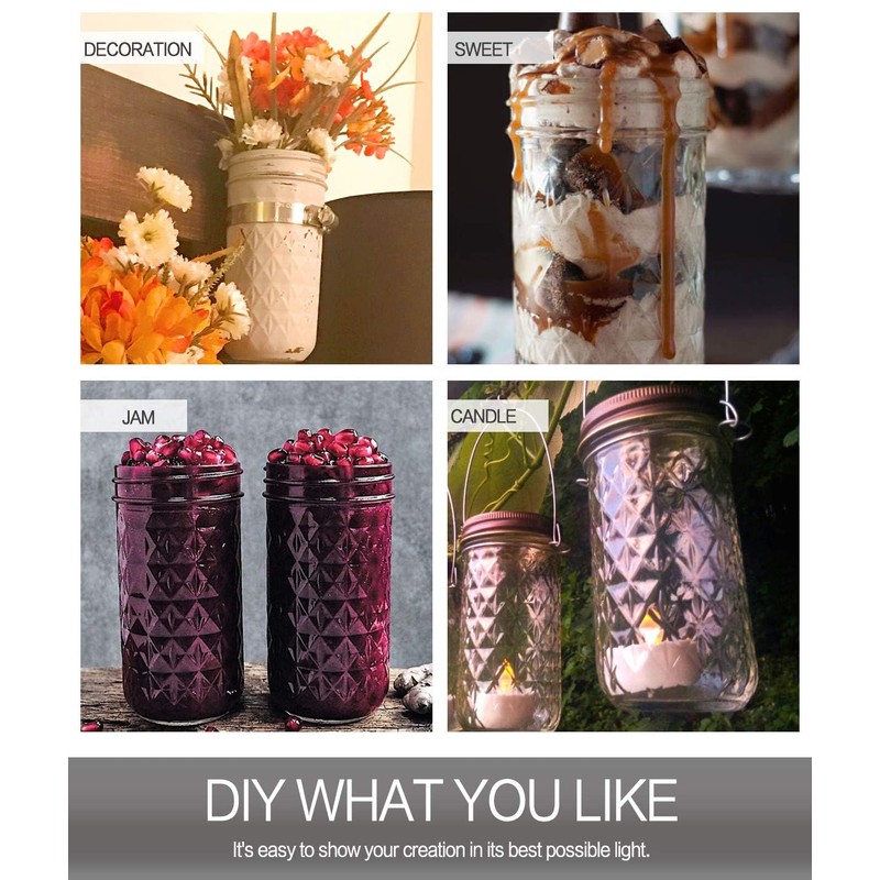 VERONES Mason Jars 12 OZ, Canning Jars Jelly Jars With