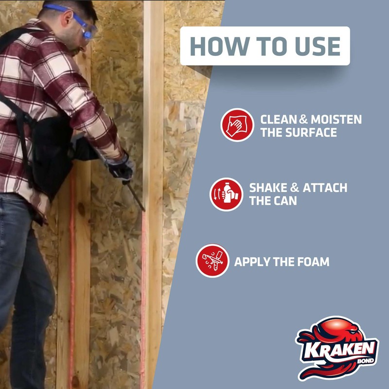 KRAKEN BOND Drywall & Panel Adhesive Foam - (2X24oz) Heavy-Duty,