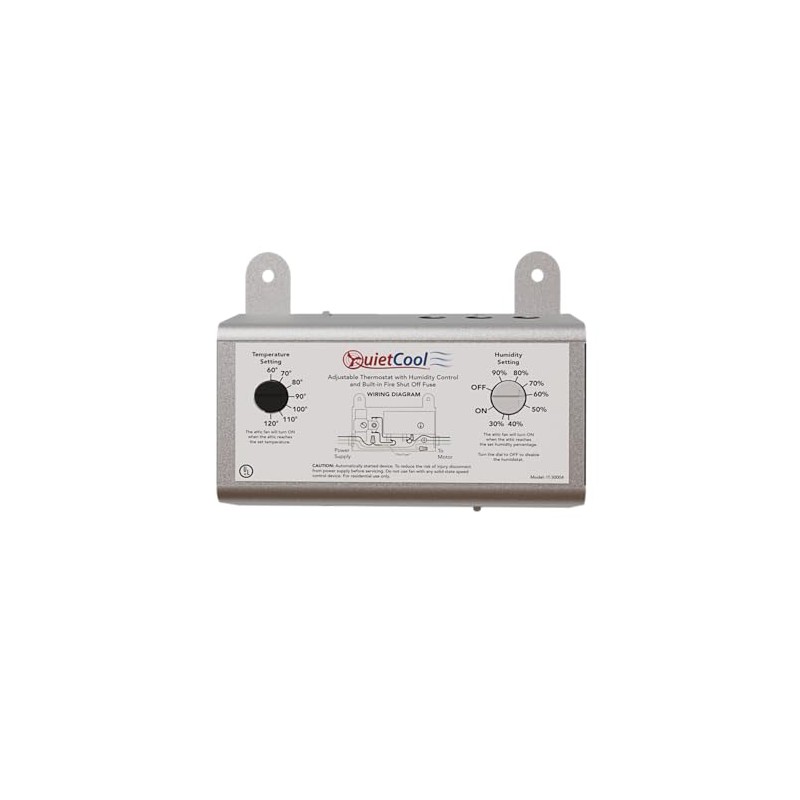 Quietcool Attic Fan Adjustable Thermostat and Humidistat with Built-in Fire