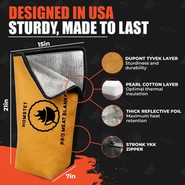 BBQ Blanket for Resting Meat, BBQ Brisket Blanket for Grilling & Smoking, Reusable Meat Resting Blanket, Large Insulated Meat Resting Bag for Brisket Turkey Pork, Barbecue, Gift for Men, 21in