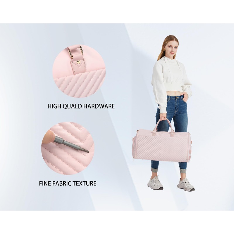 RUIMA Rolling Garment Bags Rolling Duffle Bag with Wheels Pink