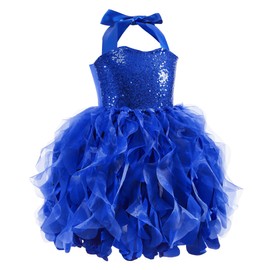 Royal Blue Sequin Tutu Dress for Girls Sparkly Fairy Tulle Princess Party Dresses for Little Girl Kids Prom Wedding Sneaker Ball Gown Birthday Dance Pageant Outfit 5-6T