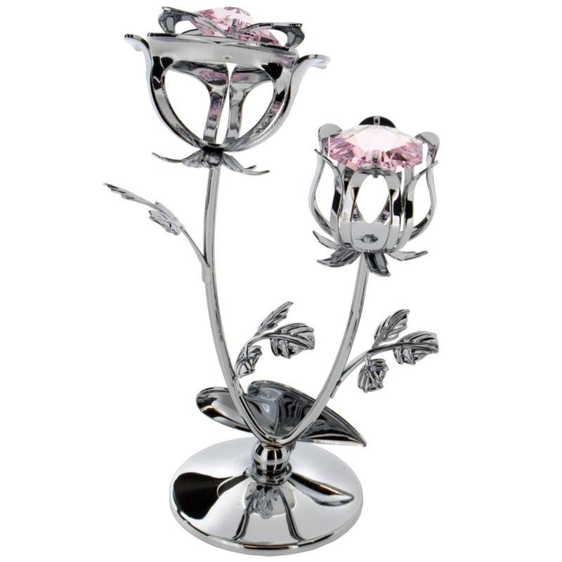 Crystocraft Chrome Plated Rose & Rose Bud Ornament. (Special Mum)