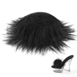 Faux Fur, 150 x 9 cm Fluffy Shaggy Plush Precut Fabric for Gnomes Beard Santa Claus Hair Cosplay Costume DIY Craft Party Christmas Decoration (Black)