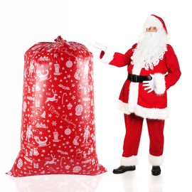 Ysmile Gaint - Bolsa de regalo de Navidad, bolsa de plástico grande para Navidad, bolsa de regalo de Navidad de 60 pulgadas, extragrande, color rojo