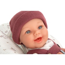 ARIAS Elegance Babyto Doll 35 cm, Garnet and White Dress with Floral Print. The weight is so real that it looks like a real baby. Includes dummy and blanket. Toy for children of all