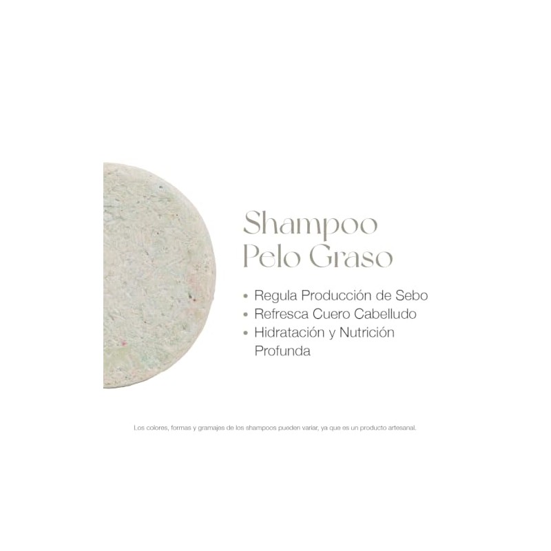 Shampoo en Barra para Pelo Graso, con Menta y Bergamota,