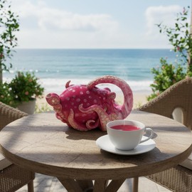 Blue Sky Ceramics Red Octopus Teapot, Multi