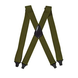 Olata Heavy Duty X-Shape Airport Braces/Suspenders with Plastic Clips - 4cm. Olive Green
