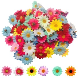 WBZOWRB Pack of 100 Artificial Colourful Flowers, 4 cm Artificial Flowers Decoration, Flower Heads Mixed Small Silk Flowers for Crafts, Confetti Flower Heads Decoration for Wedding, Parties, DIY, a