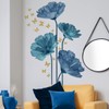 Runtoo Large Blue Flower Wall Decals Butterfly Floral Wall Stickers