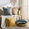 Faux Linen Fringe Decorative Pillow Covers 18x18 Inch Set of