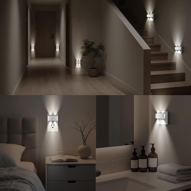 SETEN 4 Pack Night Light, Plug-in Wall NightLights with Rotatable,